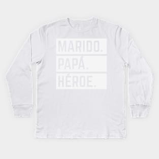 Marido Papá Héroe (Super Esposo / Superhéroe / White) Kids Long Sleeve T-Shirt